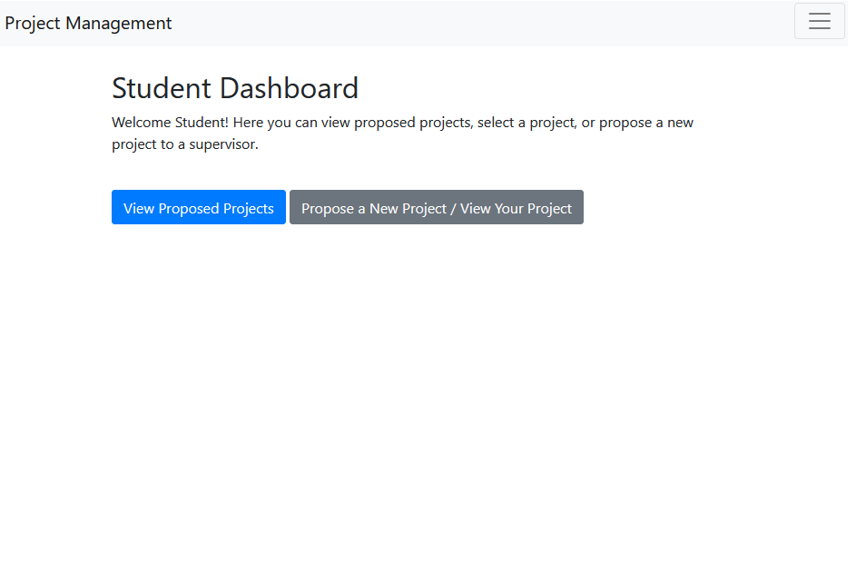 Student Project Management Screenshot